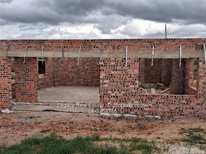 Unfinished 4-Bed Shell in Ruwa - Verandah & Garden