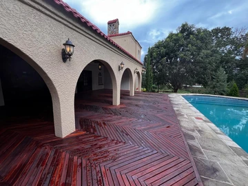 A double storey house with a Mediterranean style.