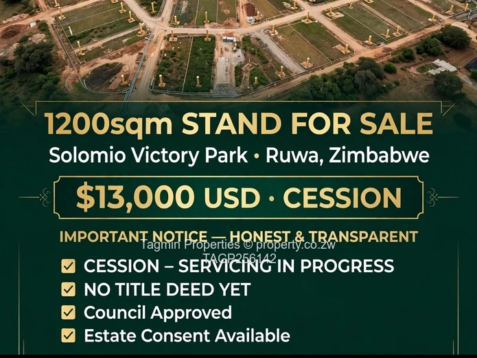 1200sqm stand forsale solomio victory park ruwa 