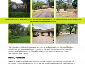 Borrowdale Brooke Property For Sale By Private Treaty
