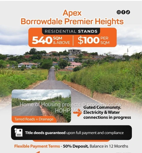 540m² Borrowdale Stand with Tarred Main Road Frontage