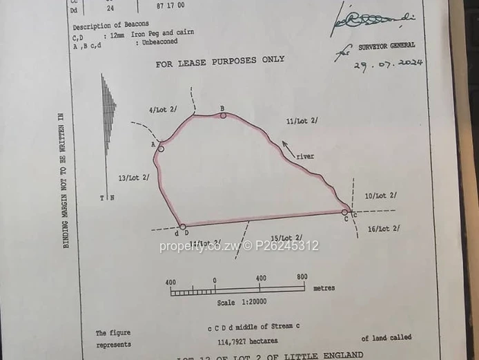 A 60 hactare farm to rent in Little England at $200 per hactare per month