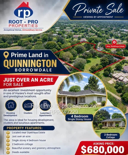 Prime land in Borrowdale Quinnington for sale (Sole Mandate)