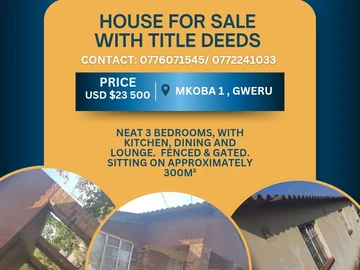 A Unique Opportunity in Market , 3 bedroom house for sale in Gweru