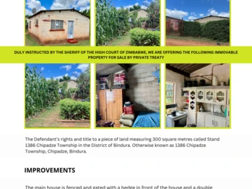 Bindura Property For Sale By Private Treaty