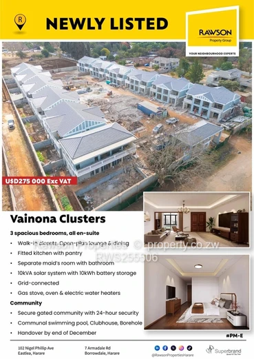 Vainona 3-Bed Cluster: Open-Plan, Pool & Borehole (Sole Mandate)