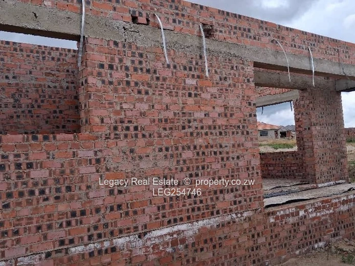 Unfinished 4-Bed Shell in Ruwa - Verandah & Garden