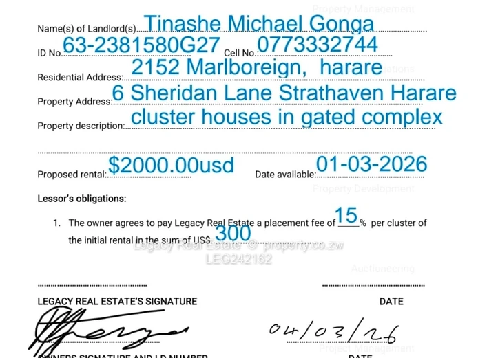 Fully Furnished 3 Bedroom Cluster for Rent – Avondale West