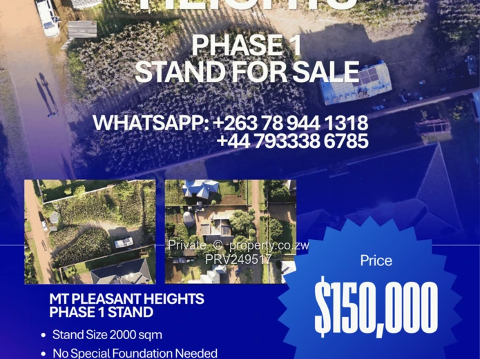 Prime - Mt Pleasant Heights Phase 1 Stand, 2000 Sqm, In A Well Built-Up Area